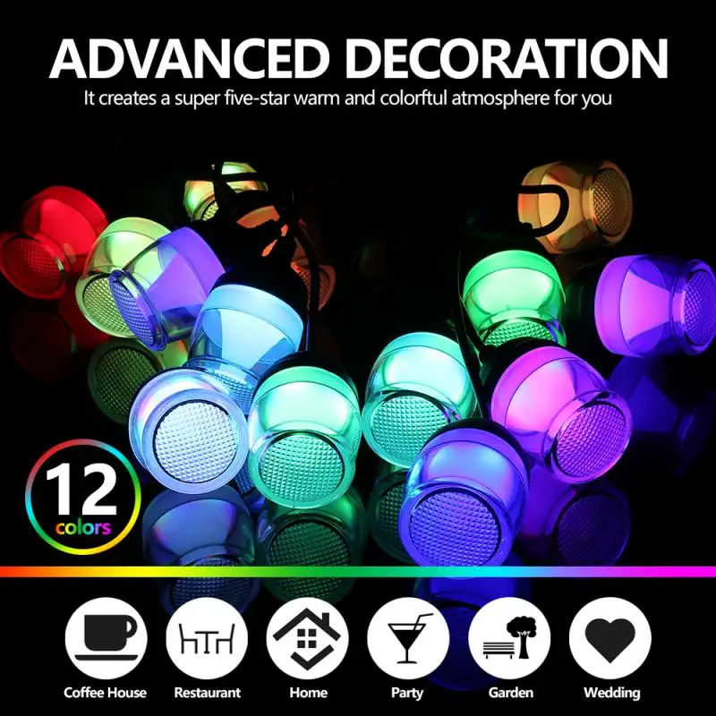 

14LED String Light 43FT Flexible RGB Bulb Fairy Lights Strips With Remote For Bedroom Party Wedding Outdoor Garden Decoration