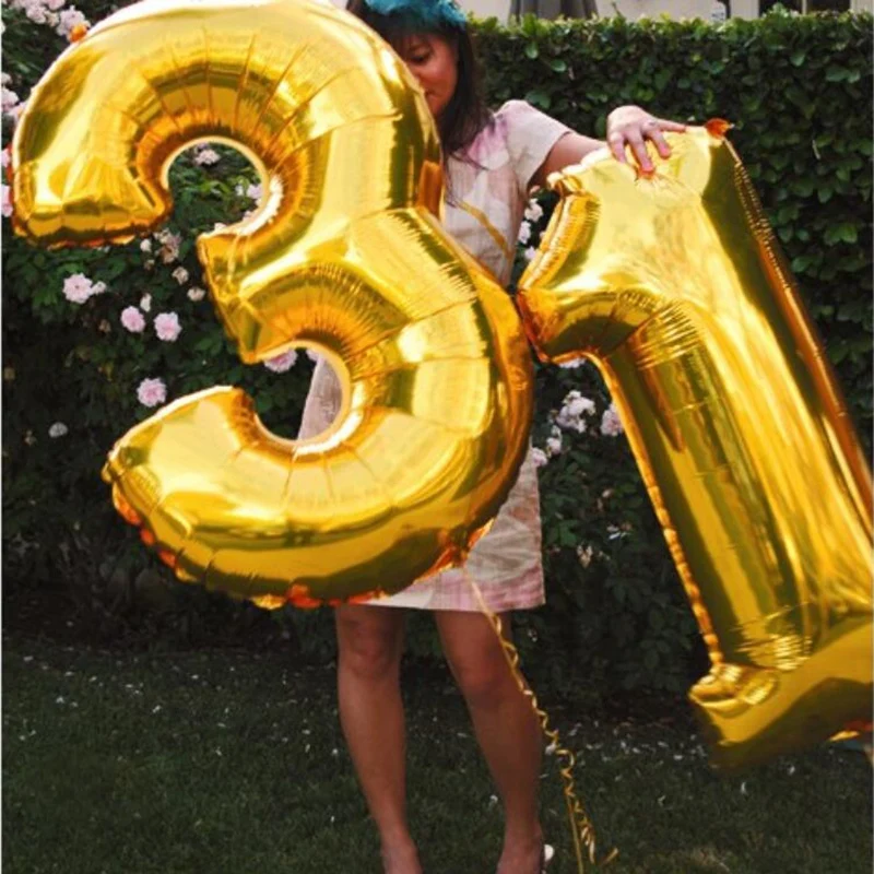 

2.5Ft Happy Birthday Needs Foil Balloons Party or Wedding Decorations Party Large Golden Number Balloons