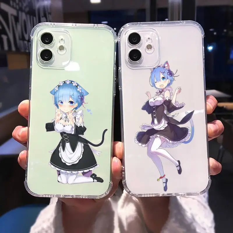 

Anime ReZERO Ram Rem Phone Case For iphone 13 12 11 8 7 plus mini x xs xr pro max Transparent soft