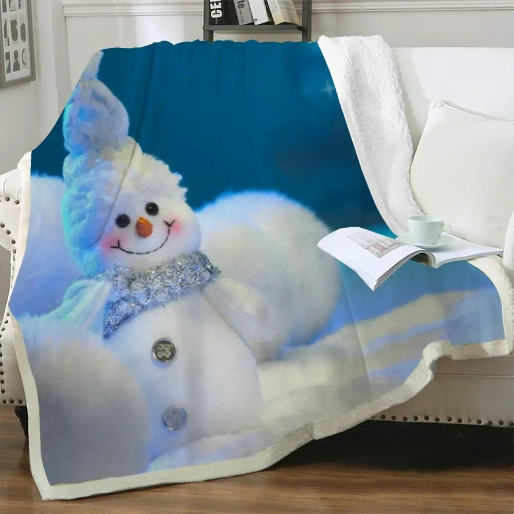 

NKNK Brank Christmas Blanket New Year Plush Throw Blanket Snowman Bedding Throw Party Blankets For Beds Sherpa Blanket Animal