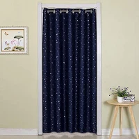 w100xh200cm grommet top curtains doorway decoration silver star hot stamping blackout curtains for doors