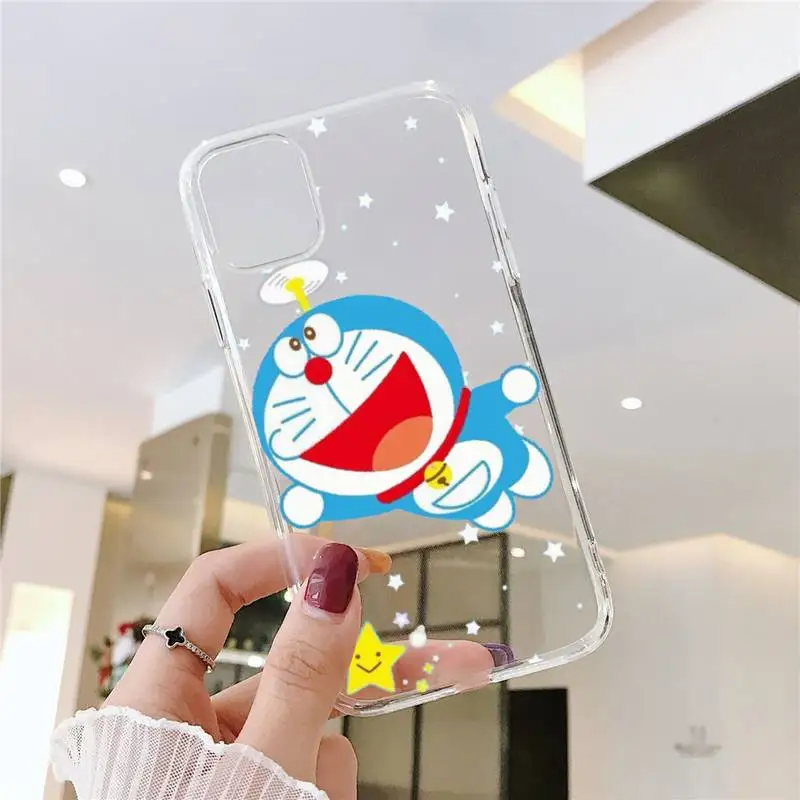 

Cute Cartoon Doraemon Robot cat Phone Case For iphone 12 11 8 7 6s 6 5 5s 5c se plus mini x xs xr pro max Transparent soft