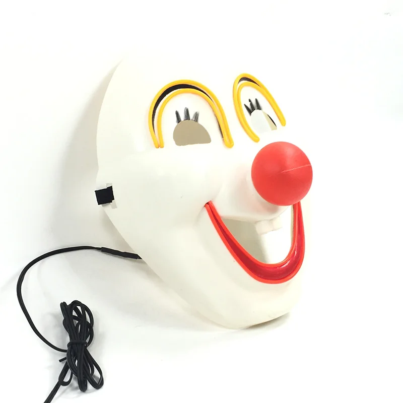 Светящаяся цирковая смешная маска клоуна Костюмы Аксессуары улыбающегося лица с