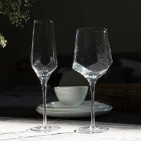creative design crystal red wine glass hammer pattern diamond shape champagne goblet wine cups nordic style stnading cup