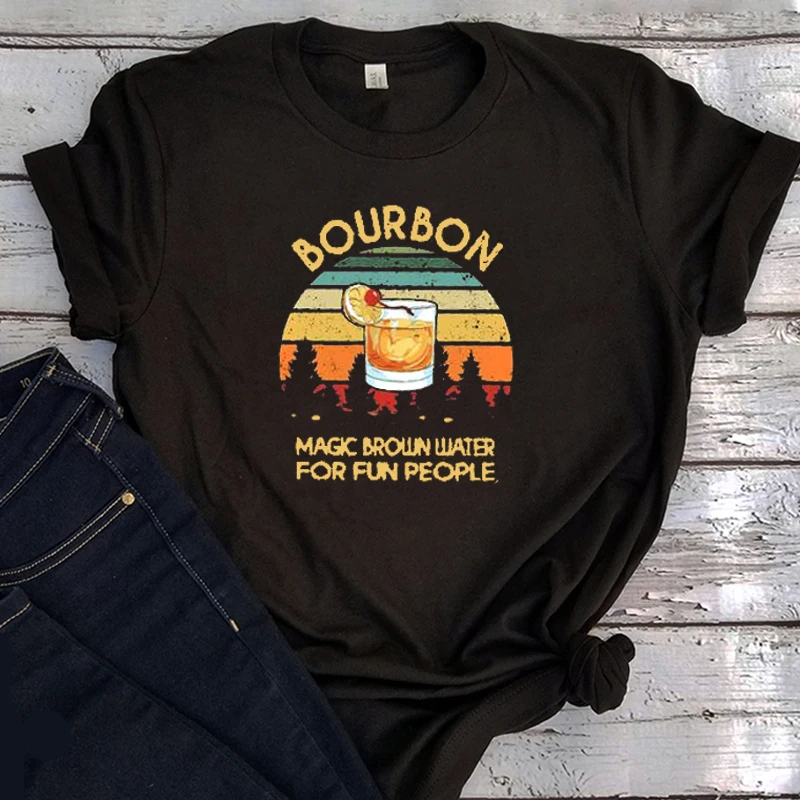 

Whiskey Tops Summer Plus Size 2021 Fashion Clothing O-Neck Wine Glass Graphic T Shirts Women Aesthetic Clothes Korean