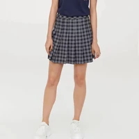 women check pleated mini skort in blue preppy high waist pleated skirt with safety shorts