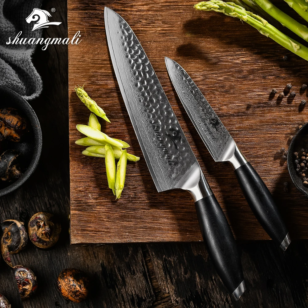 Высокое качество 2 шт. Набор ножей Дамасская сталь нож шеф-повара японский стиль 67