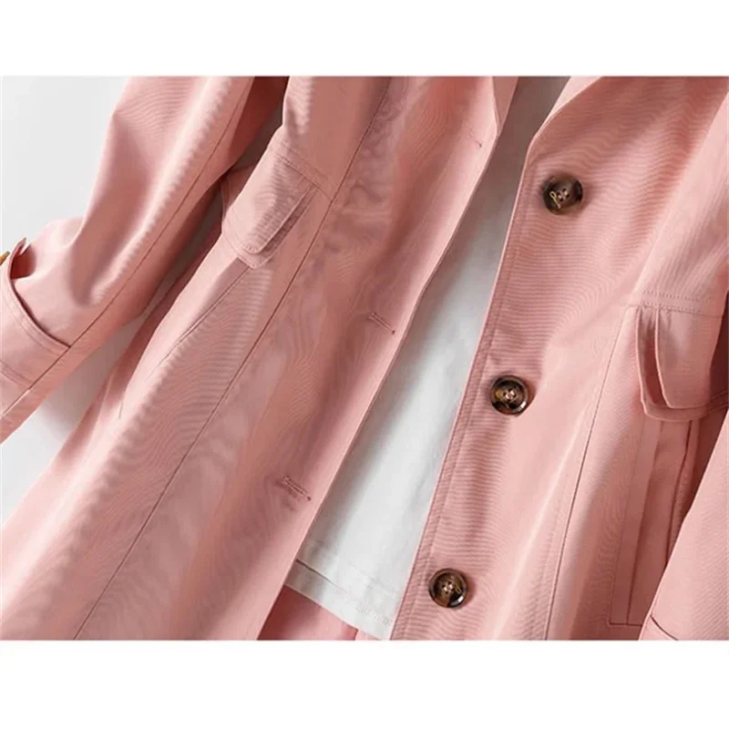 

New Windbreaker Coat Women Spring Autumn Fashion Top Korean Version Plus Size Slim Khaki Pink Black Casual Trench Jacket GH298