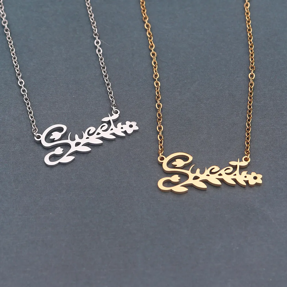 10 шт./лот золотая серебряная цепочка колье модное сладкое слово ожерелье ветка