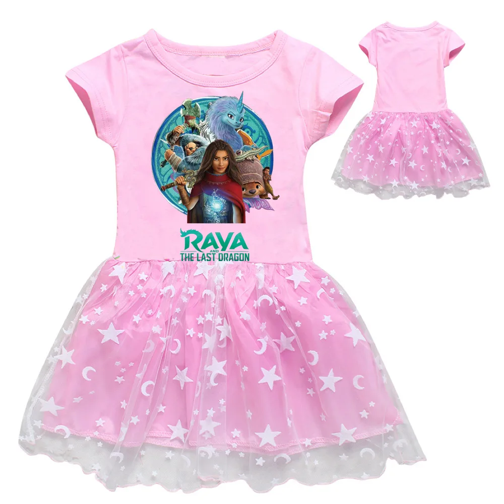 

Kids Dresses for Girls Raya and The Last Dragon Princess Dress 2021 Summer Short Sleeve Cartoon Children's Birthday Clothing