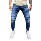 Джинсы мужские рваные узкие джинсы Узкие синие джинсы брюки для девочек карманы на молнии вечерние повседневные брюки уличной одежды 2021 из джинсовой ткани комплект одежды человек