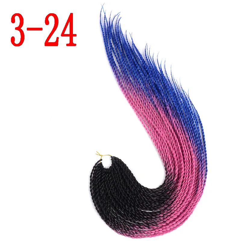 3-24 MERISIHAIR Ombre вязанные косички Сенегальские крученые волосы 24 дюйма 30 корней/упаковка синтетические плетеные волосы для женщин серый синий розовый - Цвет: 3-24