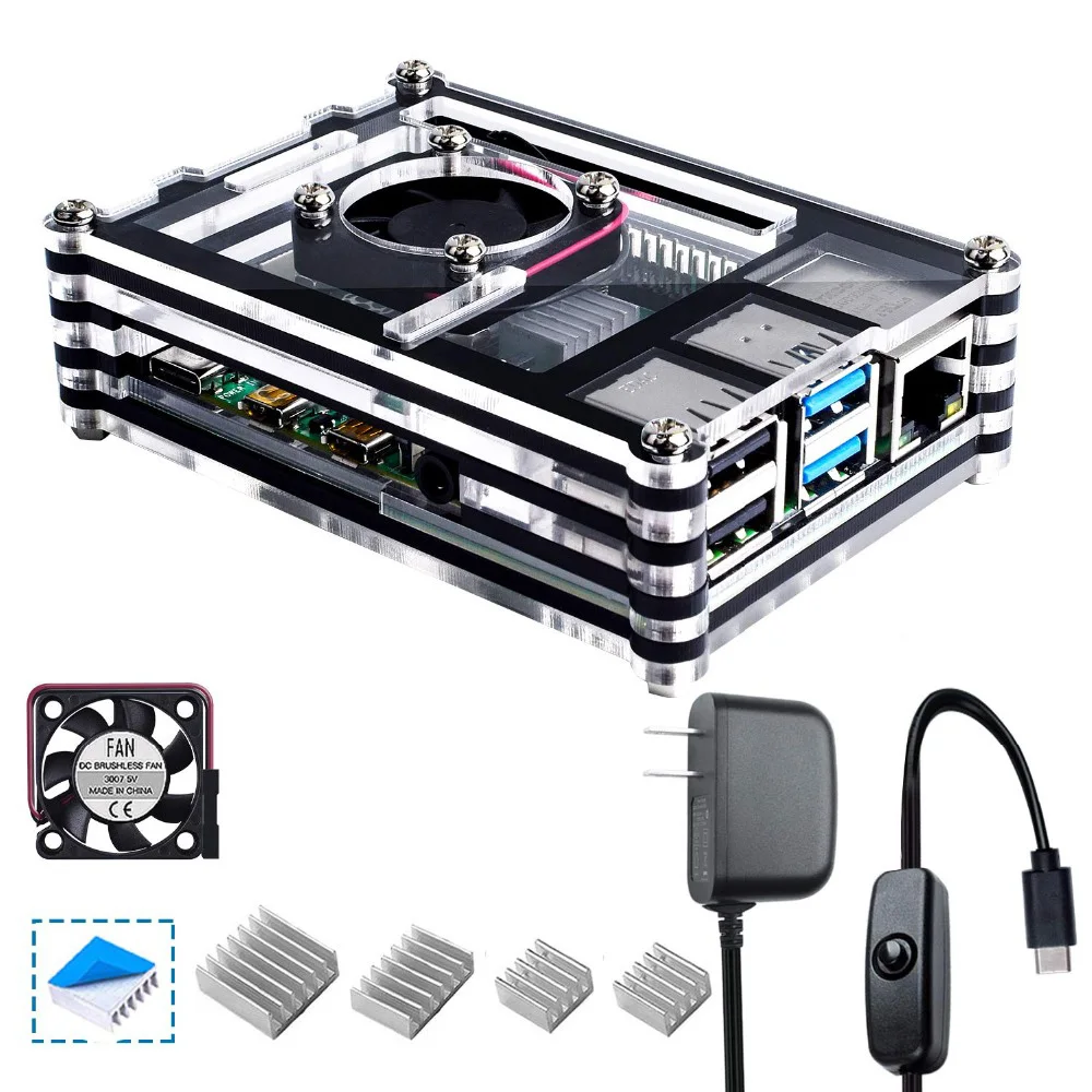 Чехол UniHobby для Raspberry Pi 4 B чехол с охлаждающим вентилятором радиатора источник