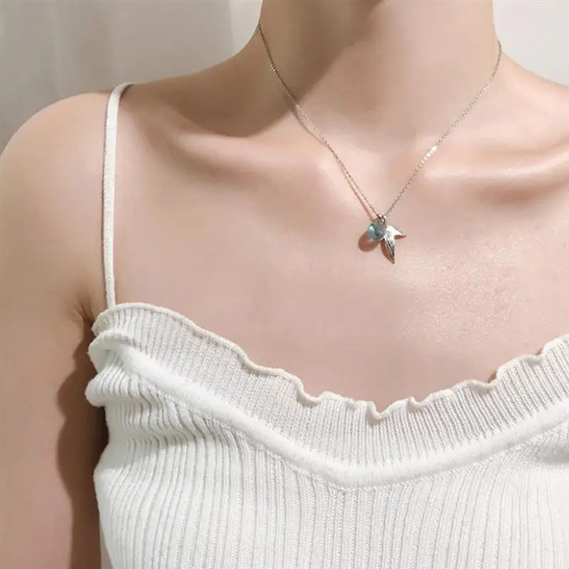 925 Чистое серебро ожерелье со стеклянными кристаллами цепочка для ключицы форма
