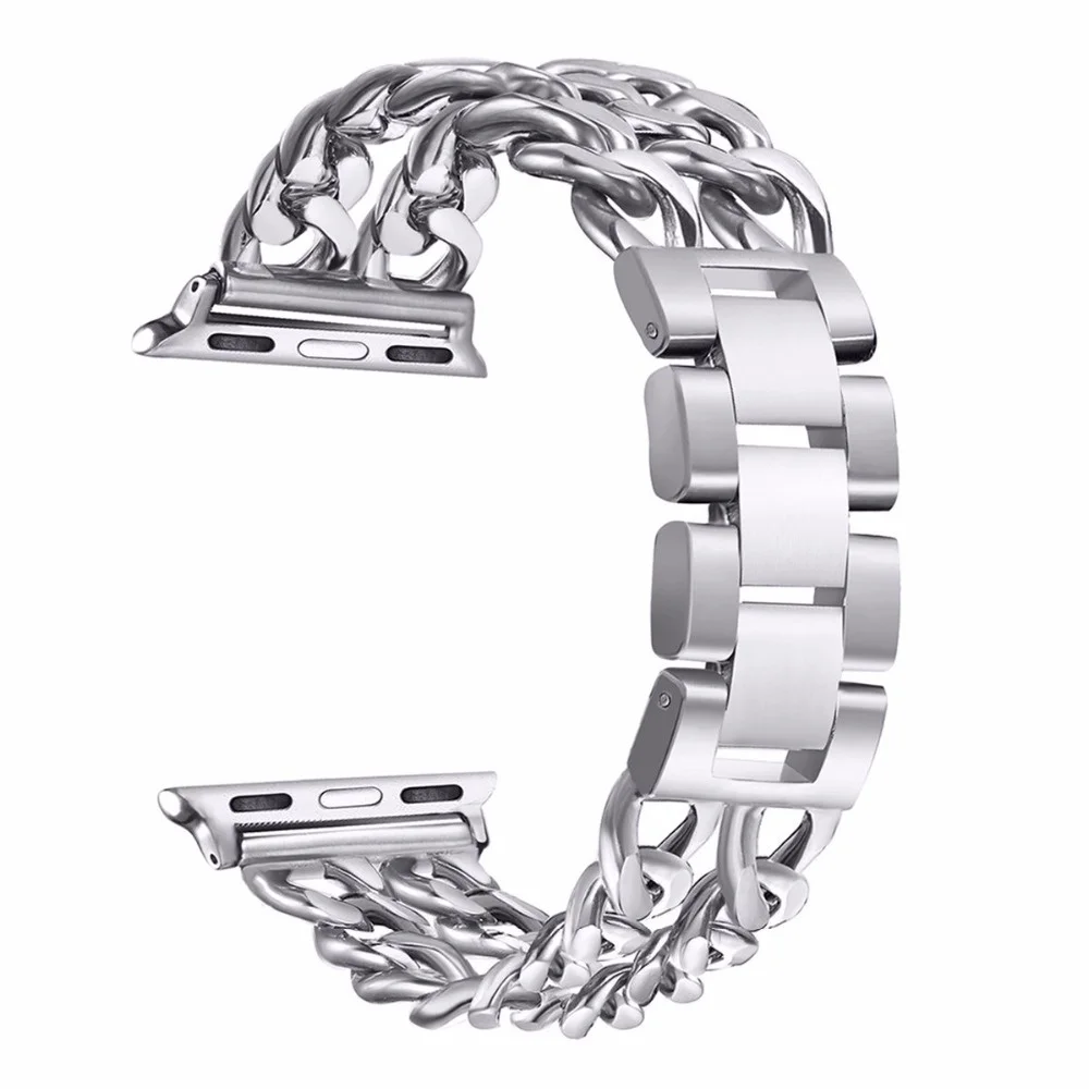 Браслет из нержавеющей стали для Apple Watch Series 4 5 40 мм 44 мм браслет 38 мм 42 мм для iWatch Series 3 2 38 мм 42 мм - Цвет ремешка: silver