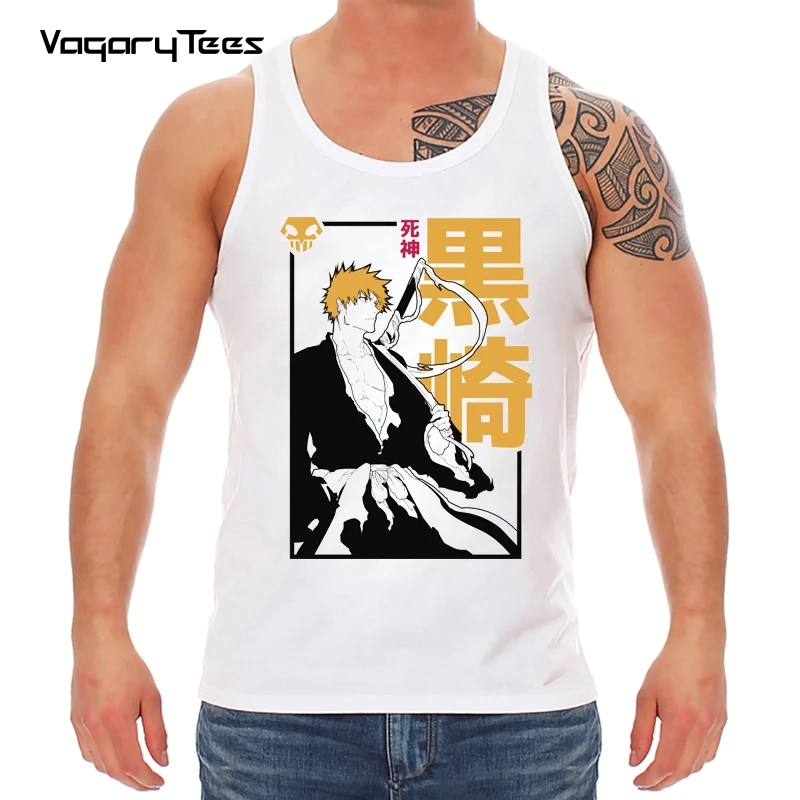 

Fashion JAPAN manga unisex streetwear tank top BLEACH Ichigo funny anime Vest men new white casual homme