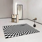 Фотоковер черно-белый геометрический 3D абстрактный визуальный коврик для гостиной, спальни, прикроватный нескользящий напольный коврик