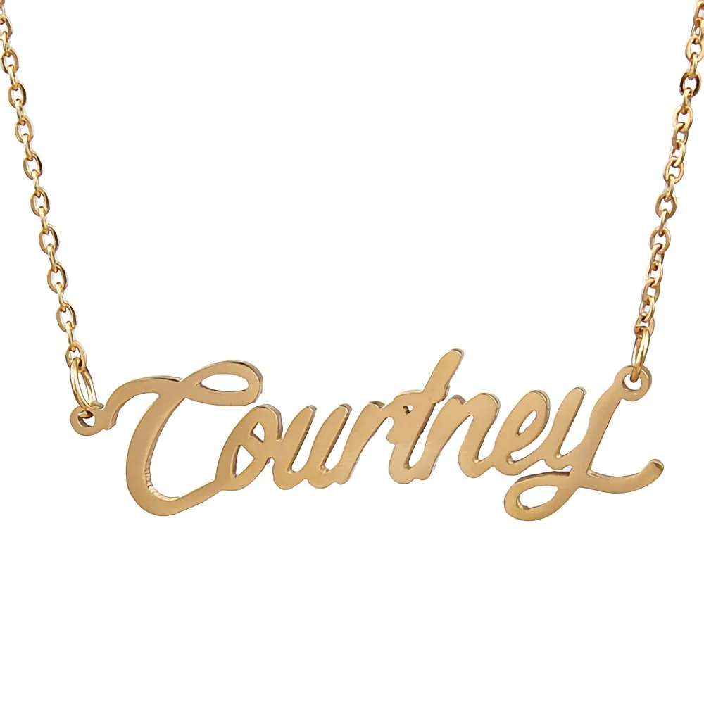 

Courtney Nameplate Necklace for Women Stainless Steel Jewelry Gold Plated Name Chain Pendant Femme Mothers Friends Gift