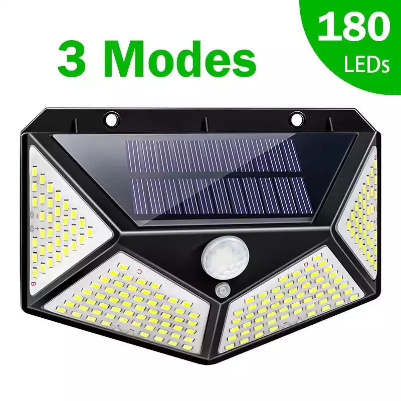 

180 100 LED Solar Light Outdoor Solar Lamp with Motion Sensor Solar LED Light Waterproof Sunlight Powered for Garden Decoration