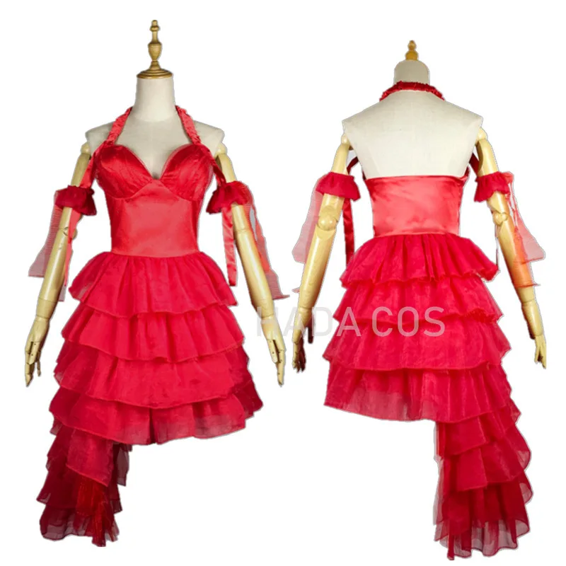 Красное платье для косплея Харли из самоубийц многослойное девушек костюм
