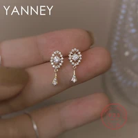 yanney silver color french tassel zircon stud earrings fashion women girls simple birthday christmas jewelry gift