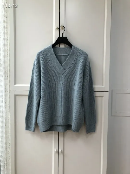 

Женский Однотонный свитер с V-образным вырезом и V-образным вырезом