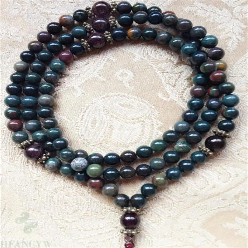 

6mm India Agate Garnet Gemstone 108 Beads Mala Necklace Meditation Buddhism Sutra pray Wristband Fancy natural MONK Lucky Wrist