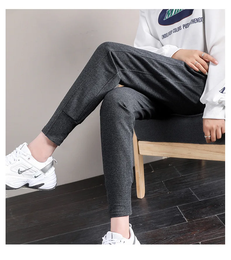 

Grey sports pants women 2021 spring new Korean loose and thin elastic waist large casual pants women