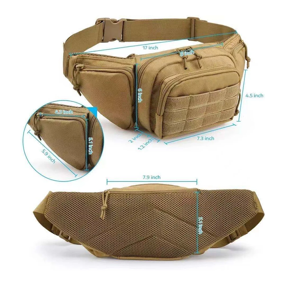 

Outdoor waterproof men's waist bag tactical multifunctional storage bag sports camping hiking hunting fishing Oxford cloth bag