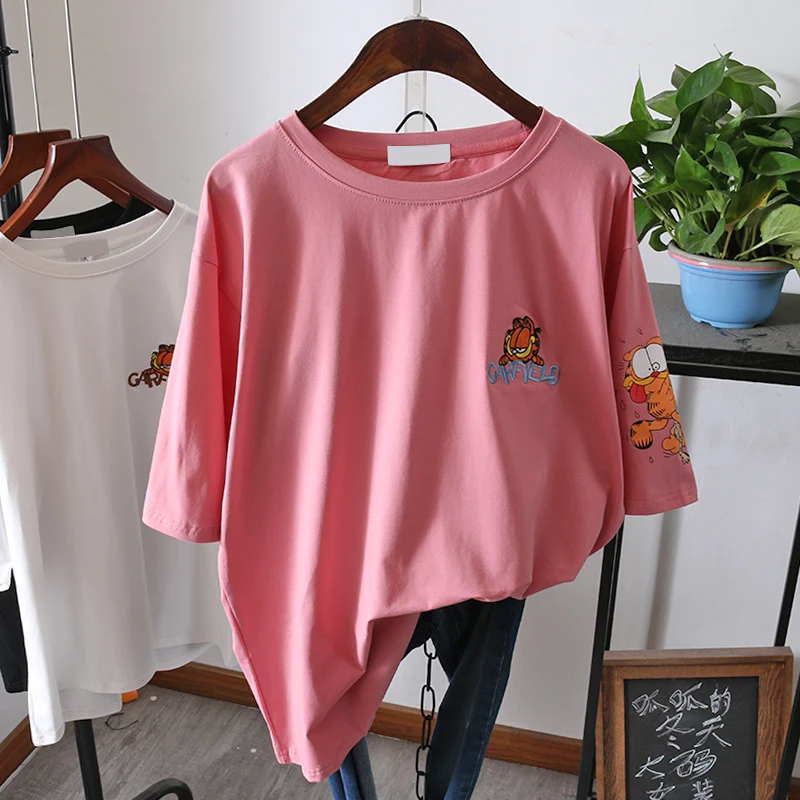 Футболка женская с коротким рукавом свободная повседневная хлопковая майка