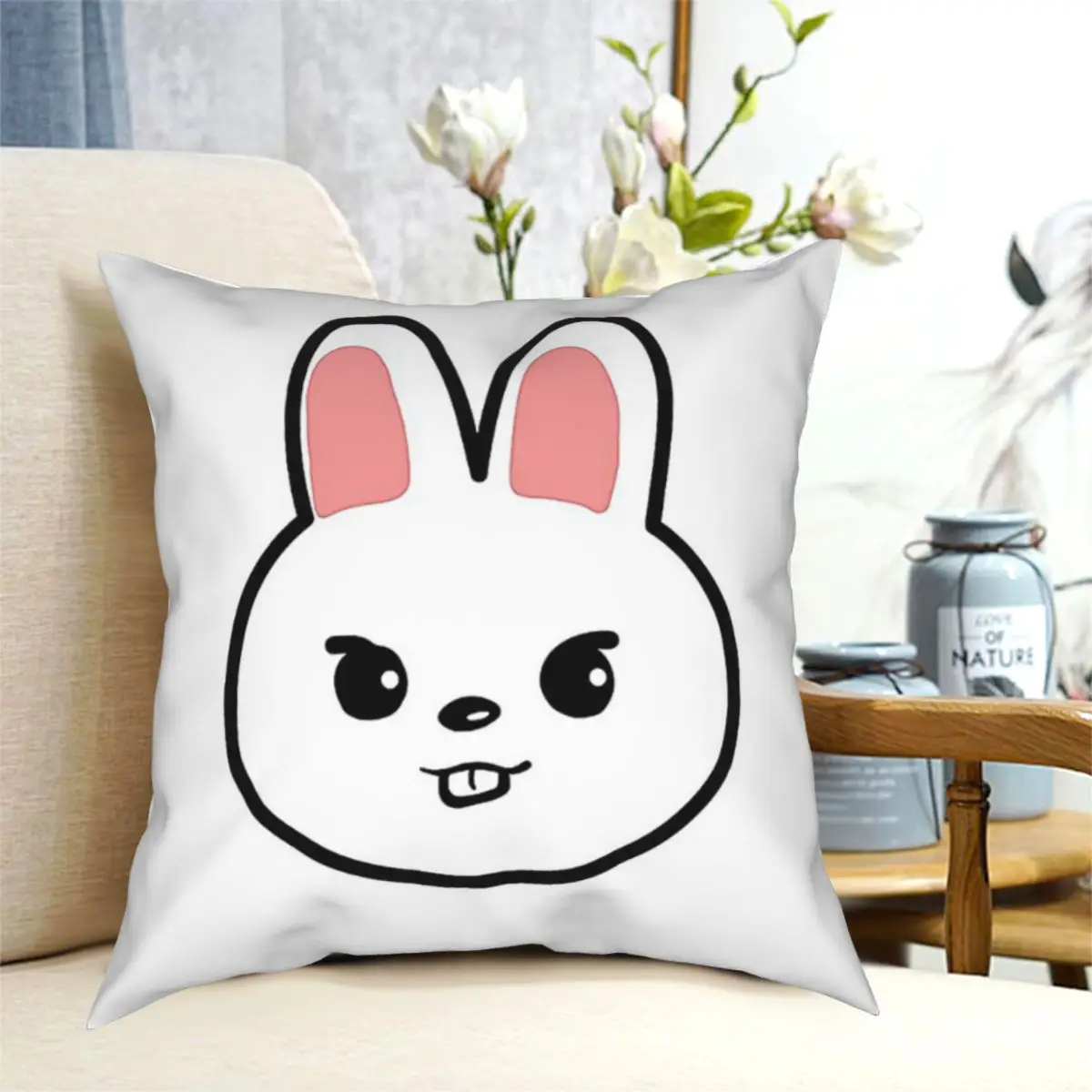 

SKZOO Rabbit Minho Throw Pillow Cushion Cover Decorative Pillowcases Case Home Sofa Cushions 40x40,45x45cm(Double Sides)