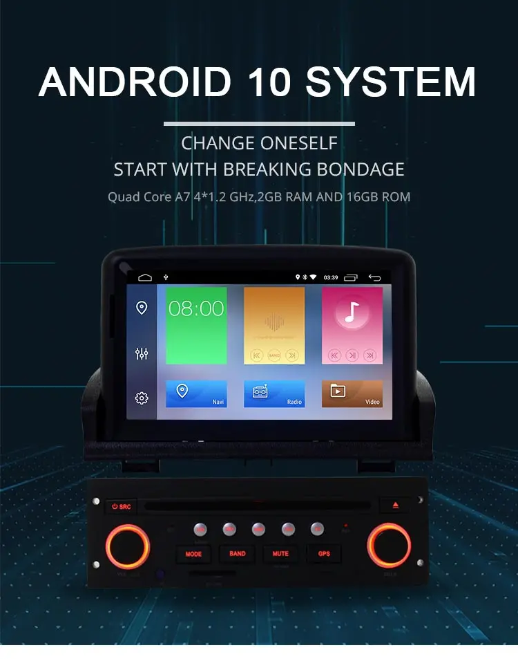 LJDA 1din 7 дюймов Android 10,0 автомобильный dvd-плеер для peugeot 307 2007-2011 gps навигация Bluetooth USB Мультимедиа карта FM радио