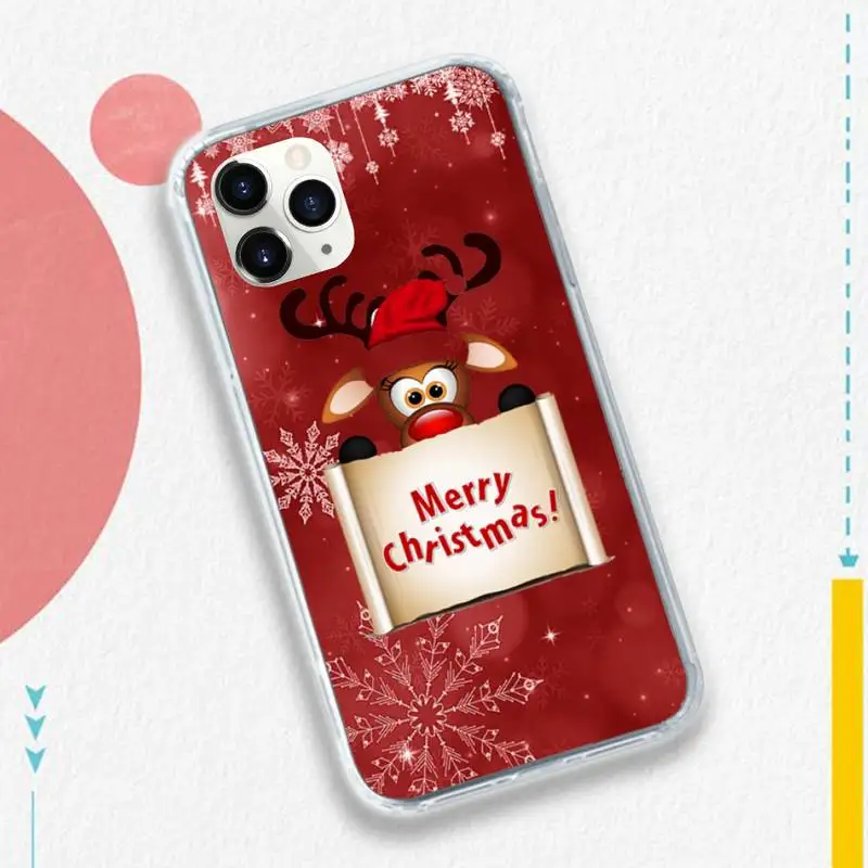 

Christmas New Year gifts elk snow Phone Cases Transparent soft For iphone 5 5s 5c se 6 6s 7 8 11 12 plus mini x xs xr pro max