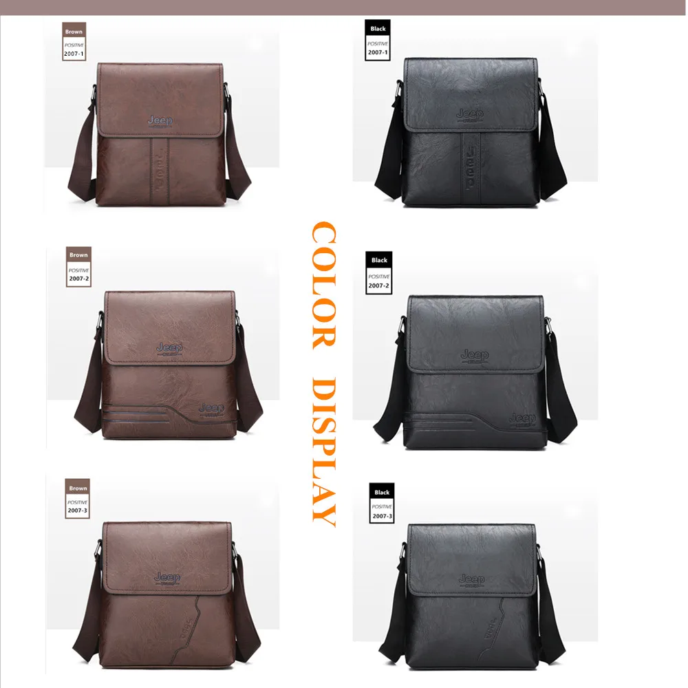 JEEP BULUO Casual Men Shoulder Bag Crossbody Bags High Quality Male Bag PU Leather Handbag Capacity Men Messenger Bags Tote Bag