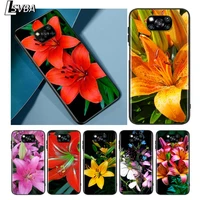 lily flower color for xiaomi redmi k30 k30s mi 10t lite pro poco x3 nfc x2 m3 m2 f2 pro c3 f1 soft black phone case