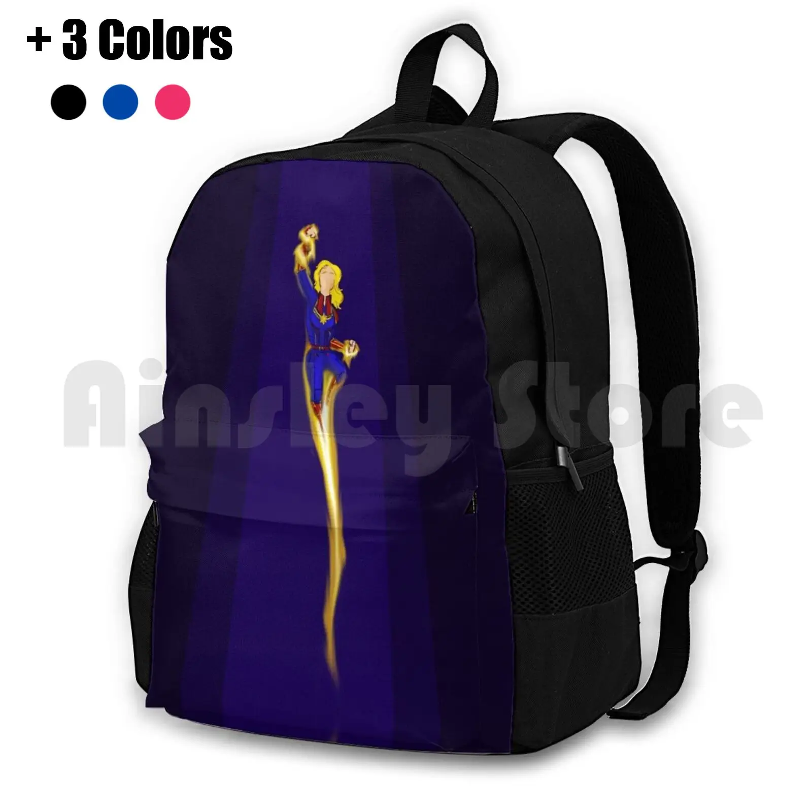 

A Gal Outdoor Hiking Backpack Waterproof Camping Travel Superhero Flying Flame Space