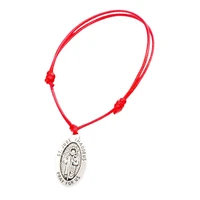 10pcs adjustable bracelets red waxes rope alloy st jude thaddeus jesus oval medal charm for men women jewelry gifts b 32