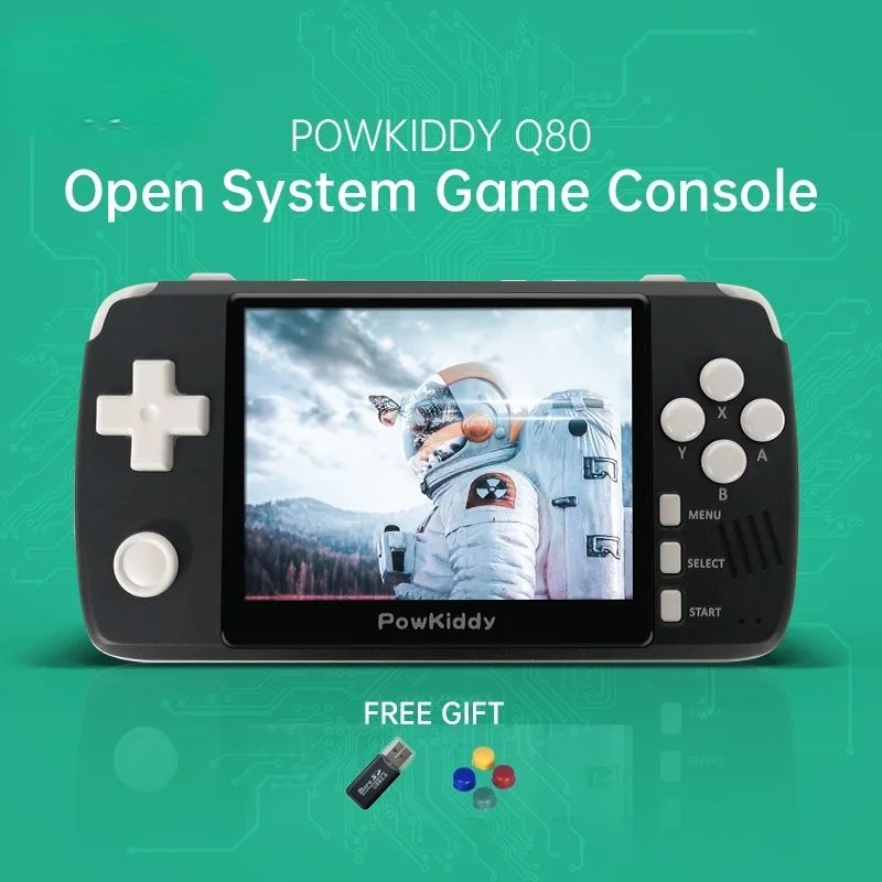 

Powkiddy q80 Retro Video Game Console Handset 3.5 "IPS Screen Built-in 4000 Games Open System PS1 Simulator 48G Memory NEW Games