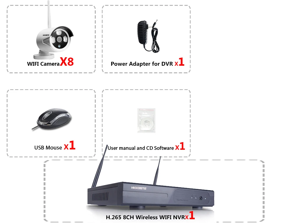 Wifi ip-камера комплект 8-канальный NVR беспроводная камера автономная система 8-канальный NVR 8 Беспроводная/Проводная ip-камера 1080P камера безопасности комплект