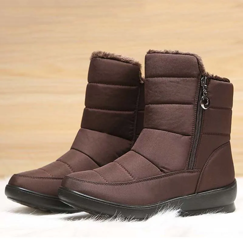 

Женские ботинки, плюшевая женская обувь, женские ботинки без шнуровки на платформе, сохраняющие тепло ботильоны, водонепроницаемая новая з...