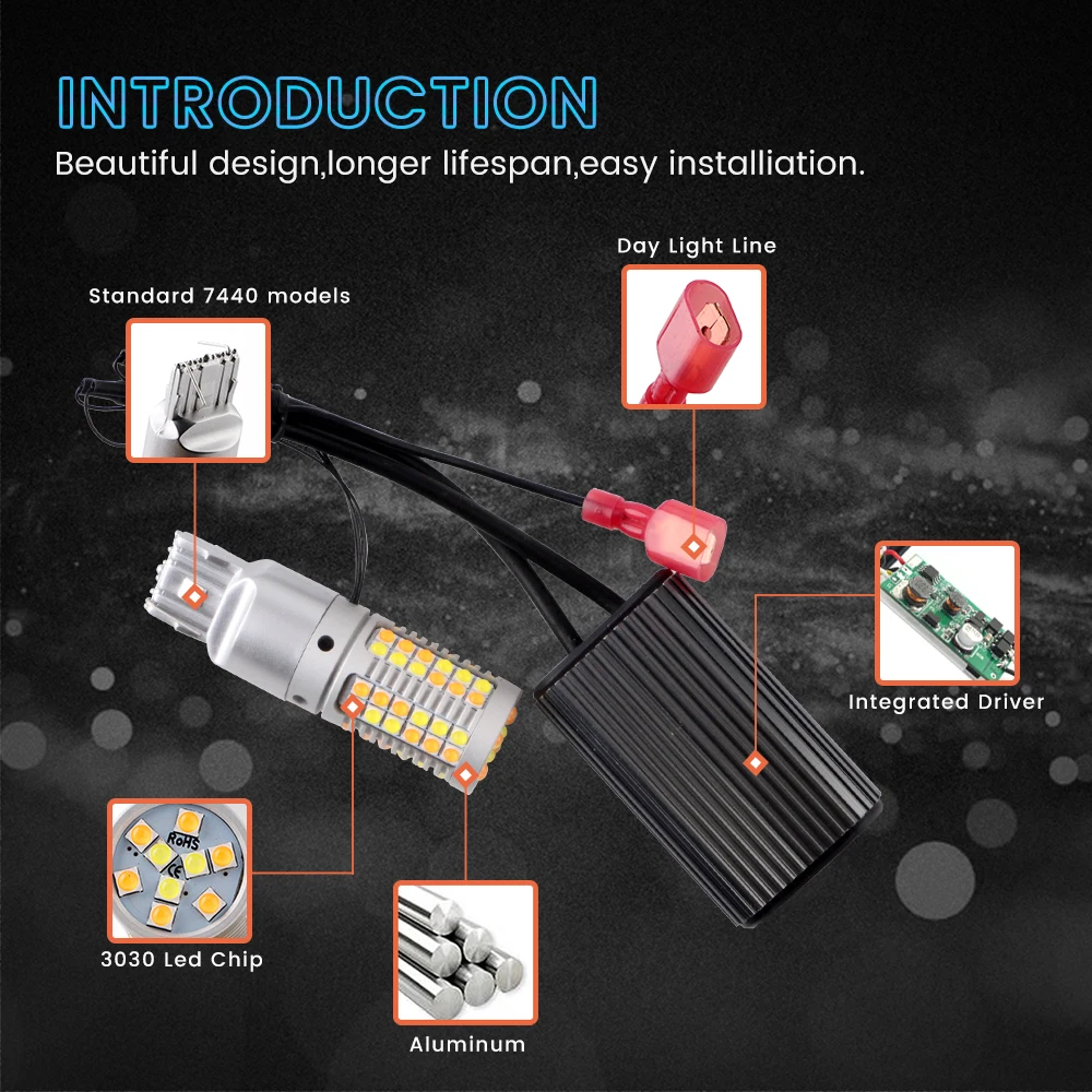 1 комплект DRL указатель поворота светильник T20 w21w 7440 3030 без ошибки Hyperflash wy21w