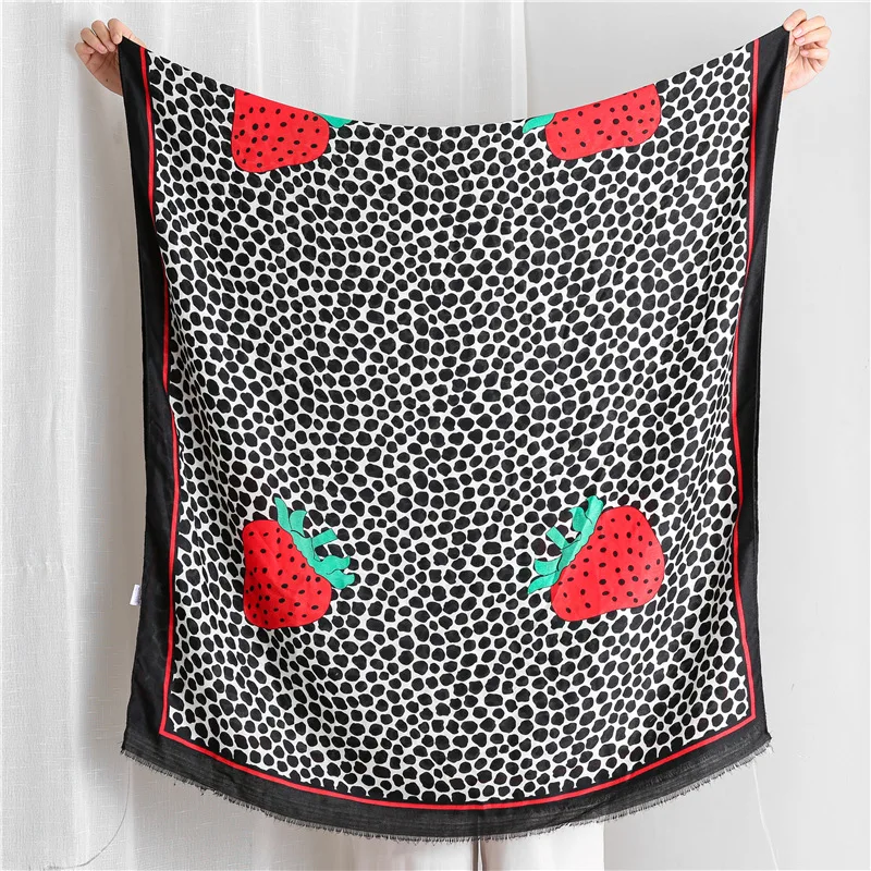 

Strawberry Cute Women Scarf New Design Stone Pattern Large Long Shawl Wrap Print Foulard [6690]