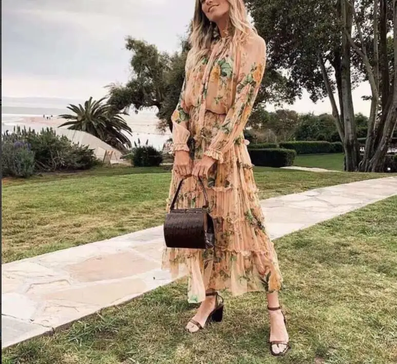 Высокое качество сексуальное длинное платье с принтом элегантное женское