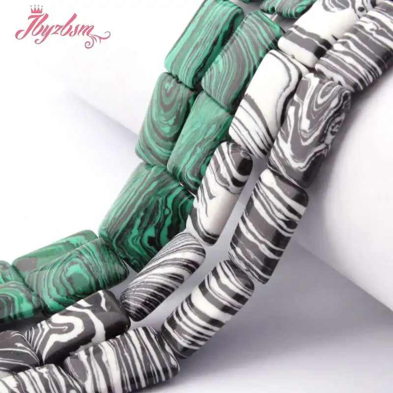 13x18 мм Гладкий прямоугольник бисер искусственный мех малахитовые каменные бусы