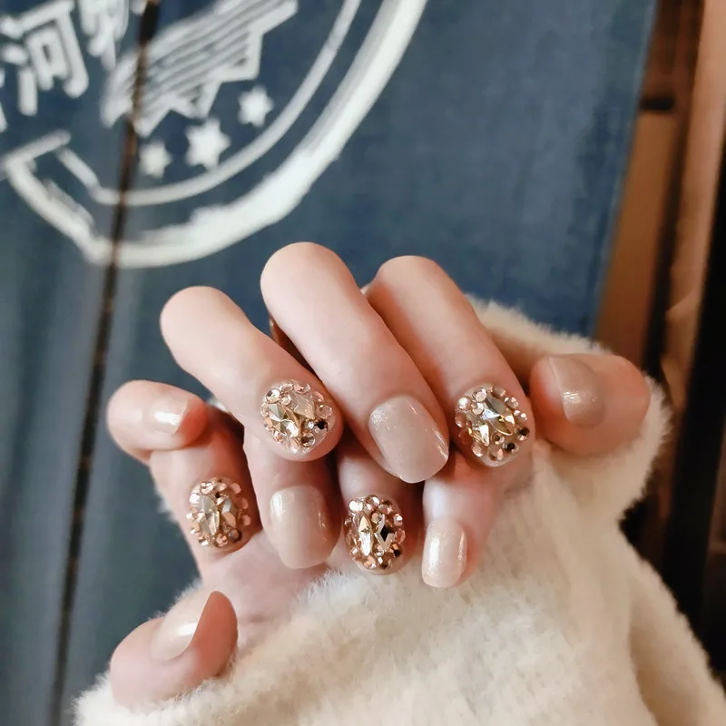 Лидер продаж набор из 24 штук ногти патч полный бокал для шампанского клей алмазов