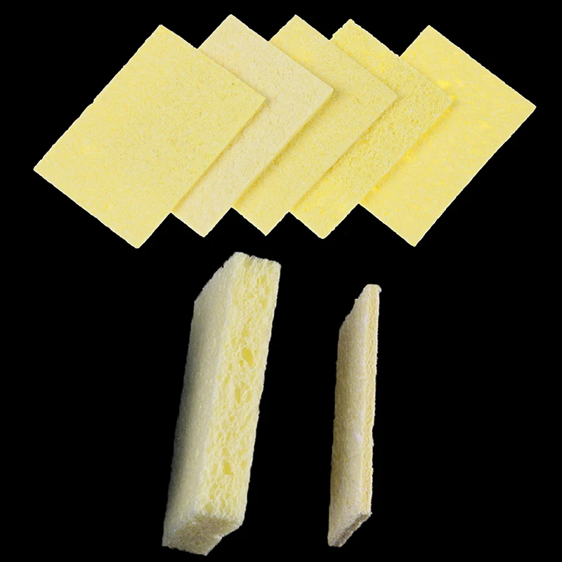 

5pcs/lot 2.3*1.5in Soldering Iron Solder Tip Welding Cleaning Sponge Pads Hand Tool Blue And Yellow Color Random