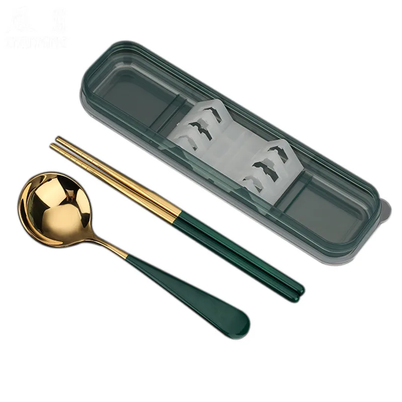

Student Travel Spoon Chopsticks Tableware Set High-end Gift Premium 304 Stainless Steel Portable Chopsticks Spoon Cutlery Set