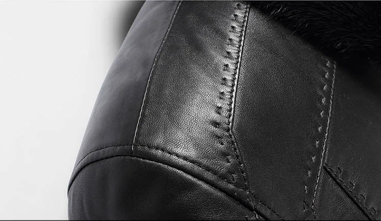 Черная модная мужская куртка из натуральной кожи Мужская Толстая соболиная с