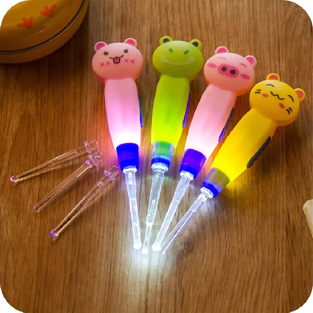 

Ear Spoon Cleaning With LED Lighting Cute Cartoon Animal Detachable Earwax Remover Tool Safety Cleaner Spoon for Kids Ears Care