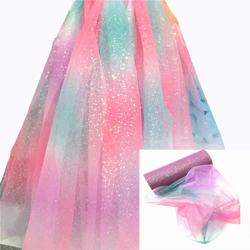 10Y Радуга тюль с блестками в рулонах для настольная дорожка стул створки